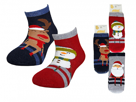 Махровые носки с новогодним принтом для детей ARTI